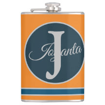Aangepast oranje grijs blauw Monogram Elegant