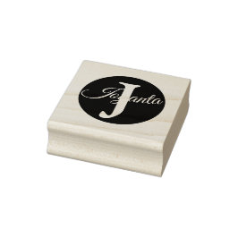 Aangepast oranje grijs blauw Monogram Elegant Rubberstempel