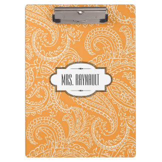 Aangepast Oranje klembord Paisley