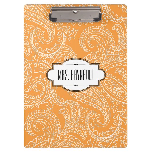 Aangepast Oranje klembord Paisley (Voorkant)