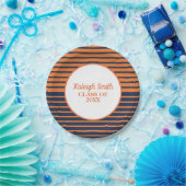 Aangepast Oranje marineschip Blue Striped Afstuder Papieren Bordje (Feest)