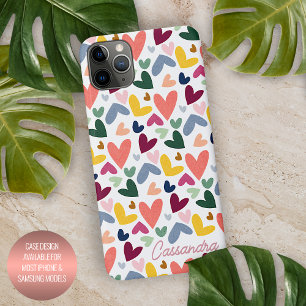 Aangepast Oranje Mint Groen Roze Blauw Hart Patroo iPhone 16 Pro Max Hoesje
