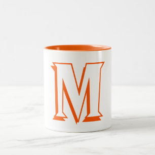Aangepast Oranje monogram Initiaal Coffee Tea Milk Tweekleurige Koffiemok