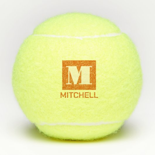 Aangepast Oranje monogram - Vet Initiaal Tennisballen (Voorkant)