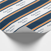 Aangepast Oranje/Navy Stripe-pakpapier Cadeaupapier (Hoek)