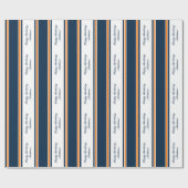 Aangepast Oranje/Navy Stripe-pakpapier Cadeaupapier (Vlak)