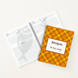 Aangepast Oranje Retro Schotse Editable Recepten N Notitieboek