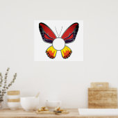 Aangepast Oranje rondmonogram voor Butterfly Poster (Keuken)