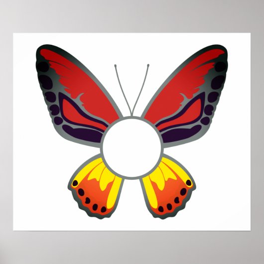 Aangepast Oranje rondmonogram voor Butterfly Poster (Voorkant)