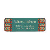 Aangepast Oranje rood Turquoise Rustic Mosaic Patt Etiket (Voorkant)