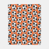 Aangepast Oranje Voetbal Patroon Fleece Deken (Voorkant)