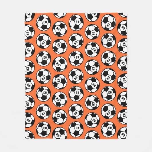 Aangepast Oranje Voetbal Patroon Fleece Deken (Voorkant)