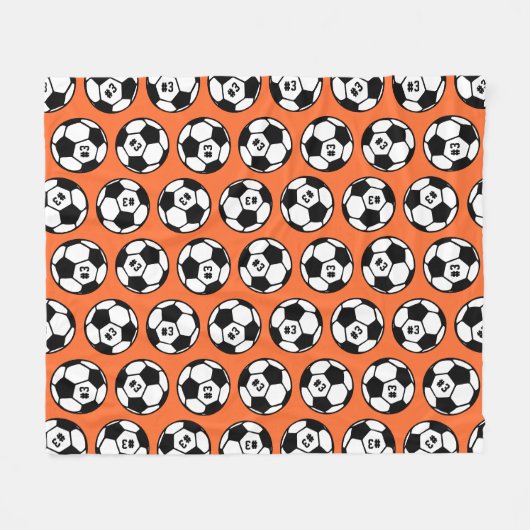 Aangepast Oranje Voetbal Patroon Fleece Deken (Voorkant (Horizontaal))