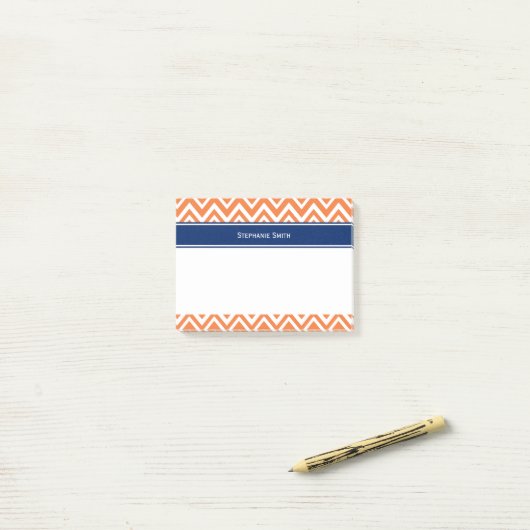 Aangepast Oranje zigzagpatroon Post-it® Notes (Op bureau)