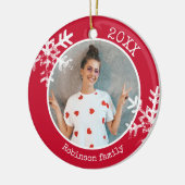 Aangepast Ornament foto sneeuwvlok rode cirkel (Links)