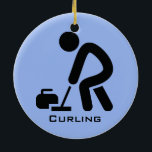 Aangepast Ornament voor Curling<br><div class="desc">Het krullen van Gepersonaliseerd Ornament met klantgerichte achtergrondkleur en klantgerichte teksten. Om om het even welke tekst te elimineren,  schrap steekproeftekst en verlaat leeg.</div>