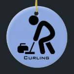 Aangepast Ornament voor Curling<br><div class="desc">Het krullen van Gepersonaliseerd Ornament met klantgerichte achtergrondkleur en klantgerichte teksten. Om om het even welke tekst te elimineren,  schrap steekproeftekst en verlaat leeg.</div>