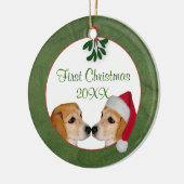 Aangepast Ornament voor eerste kerstmis met Mistle (Links)