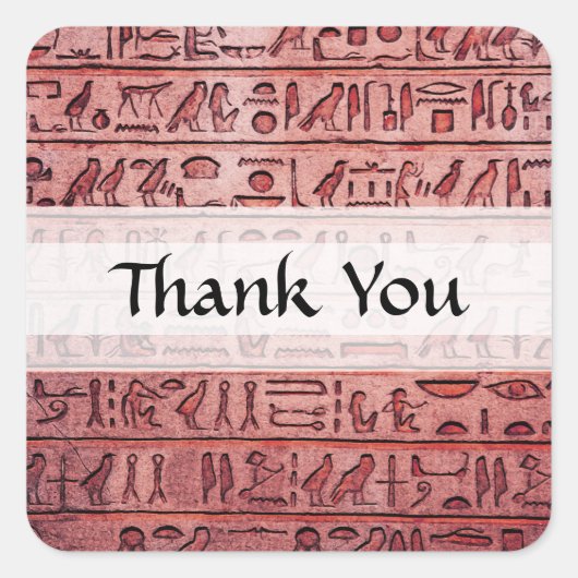 Aangepast oud Egyptisch Hieroglyphs Red Vierkante Sticker (Voorkant)