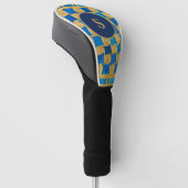 Aangepast Oud-Egyptisch Monogram Blauw Goud Golfheadcover (Schuin)