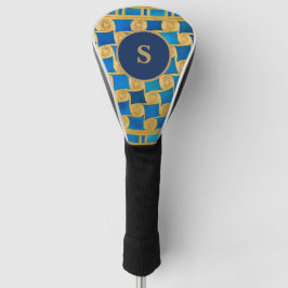 Aangepast Oud-Egyptisch Monogram Blauw Goud Golfheadcover