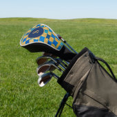 Aangepast Oud-Egyptisch Monogram Blauw Goud Golfheadcover (Insitu)