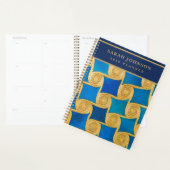 Aangepast Oud-Egyptisch Monogram Blauw Goud Planner (Display)