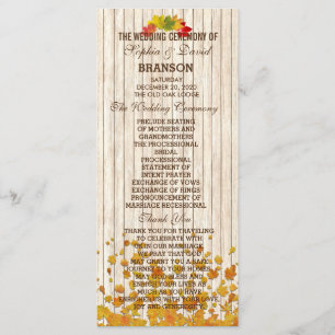 Aangepast  oud huwelijksprogramma met hout programmakaart