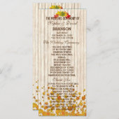 Aangepast  oud huwelijksprogramma met hout programmakaart (Voorkant / Achterkant)