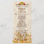 Aangepast  oud huwelijksprogramma met hout programmakaart (Voorkant)