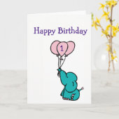 Aangepast ouderdomskaart - Elephant Kaart (Gele Bloem)