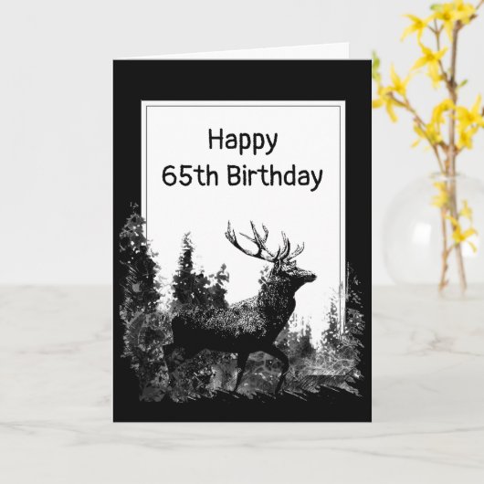 Aangepast ouderdomspensioen -stag Deer Kaart (Gele Bloem)