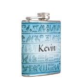 Aangepast ouderlijk Egyptisch Hieroglyphs blauw Heupfles (Rechts)