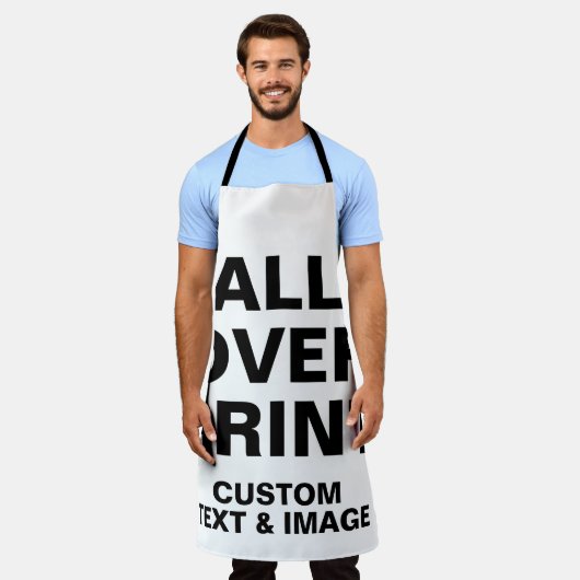 Aangepast over afdruk groot scherm schort (Gedragen)
