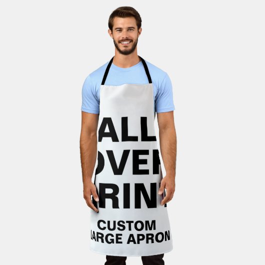 Aangepast over afdruk groot scherm schort (Gedragen)
