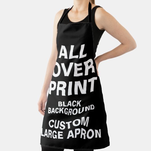 Aangepast over afdrukken Grote Apron BLACK Schort (Insitu)