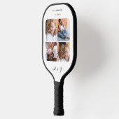 Aangepast paar 4 Fotocollage bruiloft en monogram Pickleball Paddle (Links)
