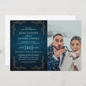 Aangepast paar foto-bruiloft kaart (Voorkant / Achterkant)