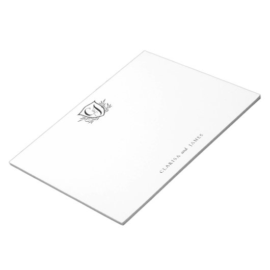 Aangepast paar kaartjes monogram crème groot notitieblok (Schuin)