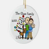 Aangepast paar met babyjongen en honden keramisch ornament (Rechts)