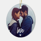 Aangepast paar Photo Script Love Keramisch Ornament (Links)