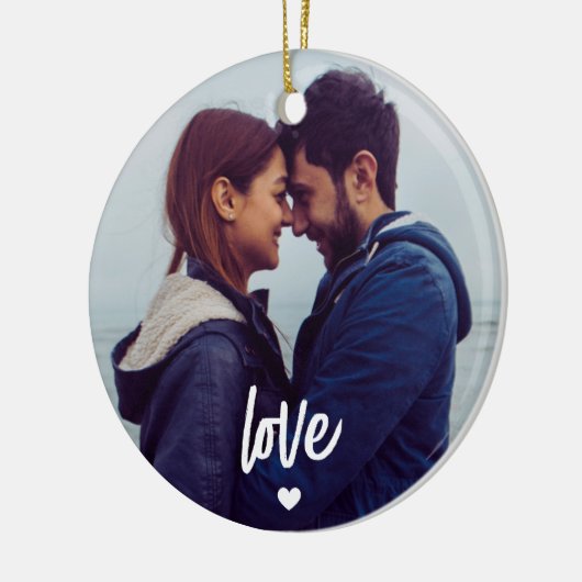 Aangepast paar Photo Script Love Keramisch Ornament (Links)
