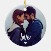 Aangepast paar Photo Script Love Keramisch Ornament (Achterkant)