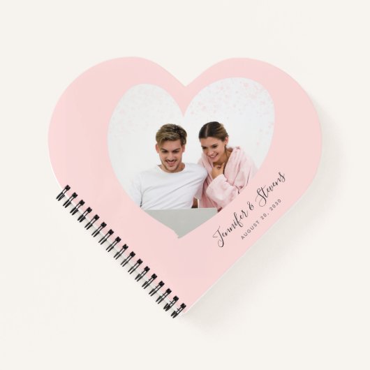 Aangepast paar PhotoHeart Blush Pink Notitieboek (Voorkant)