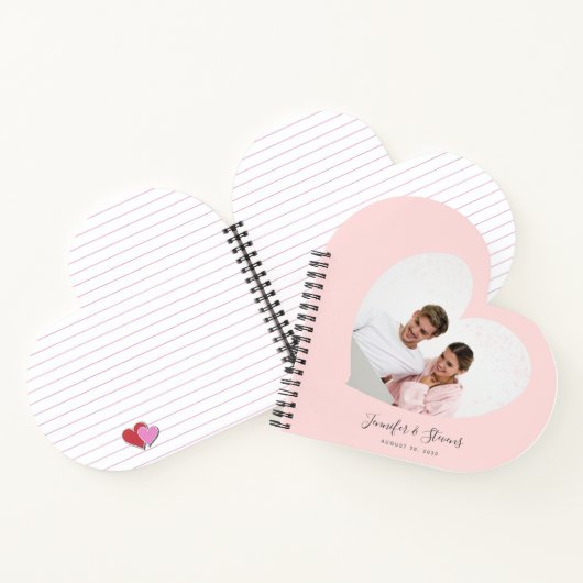 Aangepast paar PhotoHeart Blush Pink Notitieboek (Binnen)