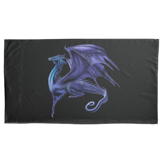 Aangepast paar pilotenetjes, King Size BLUE DRAGON Kussensloop (Voorkant-Links)