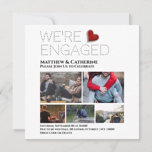 Aangepast paar verloving foto collage rood (Voorkant)