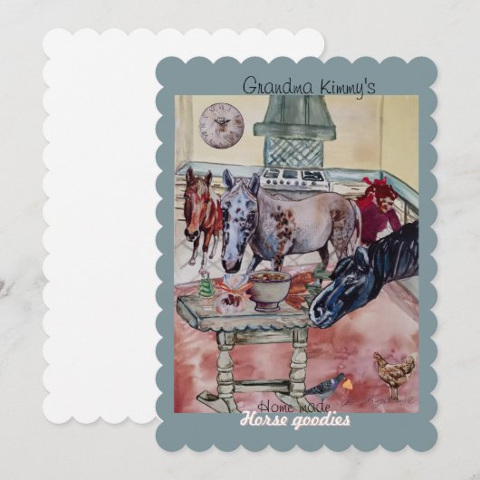 Aangepast paard goodies label kaart (Voorkant / Achterkant)