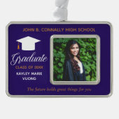 Aangepast Paars Afstuderen Inspirerend citaat Verzilverd Omlijst Ornament (Voorkant)