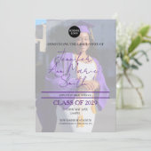 Aangepast Paars Afstuderen met achtergrondfoto Kaart (Staand voorkant)